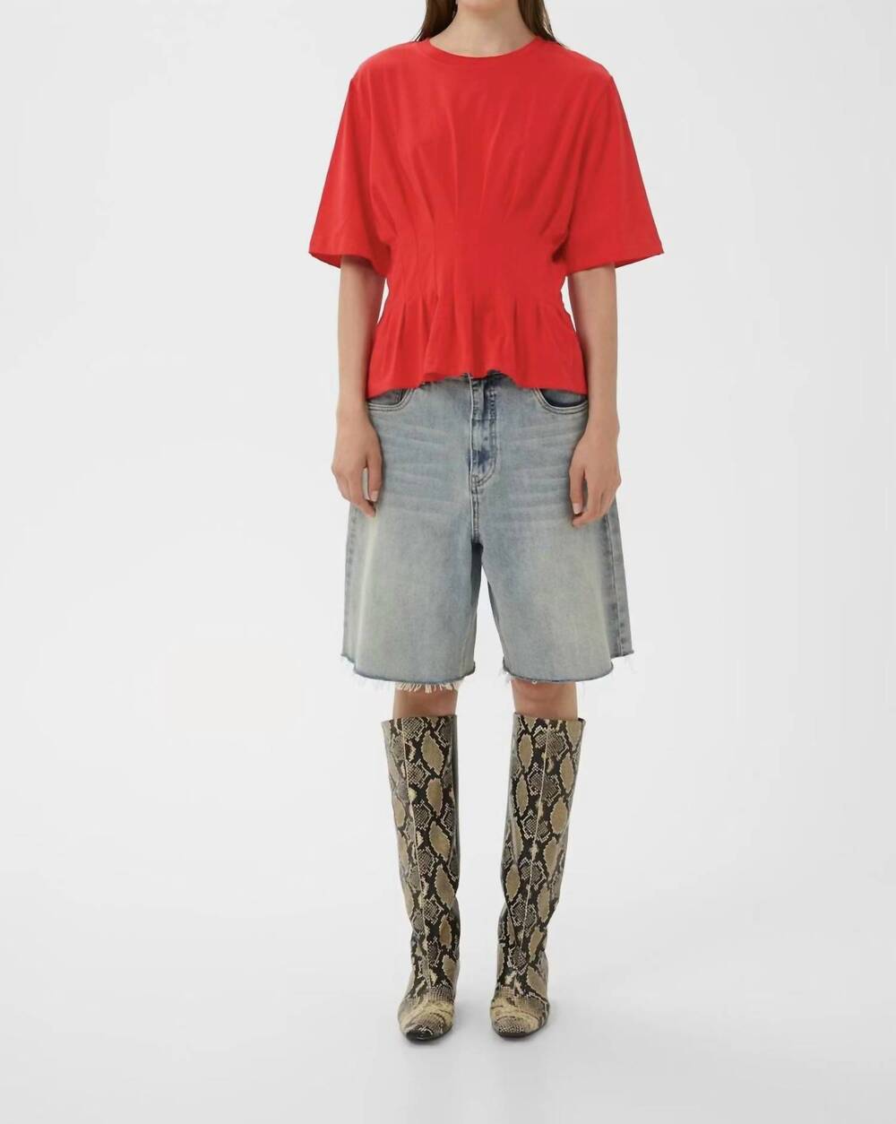 NEW GESTUZ inez crew neck tee in tomato red